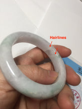 Load image into Gallery viewer, 51.9mm certified Type A 100% Natural light purple with green floating flowers Jadeite Jade bangle AU10-1263