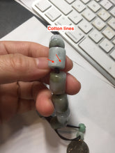 Load image into Gallery viewer, 54–66mm 100% Natural Type A Dark Green, White, Lavender & Gray Jadeite Cylinder Bead Bracelet PC243