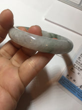 Load image into Gallery viewer, 54.5mm Certified 100% natural Type A light purple with green floating flowers jadeite jade bangle BN14-7084