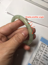 Load image into Gallery viewer, 54mm Certified Type A 100% Natural fresh light green yellow with sunny green flying flowers round cut Jadeite Jade bangle C91-2827