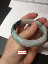 Load image into Gallery viewer, 53.9mm 100% natural Type A sunny green white purple jadeite jade bangle BN4-8233