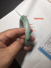 Load image into Gallery viewer, 57.7mm certified Type A 100% Natural sunny green white purple Jadeite Jade bangle BQ44-4138