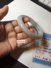 Load image into Gallery viewer, 56.9mm Certified Type A 100% Natural dark green/white/purple Jadeite Jade bangle BL82-4053