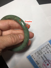 Load image into Gallery viewer, 55.5mm Certified Type A 100% Natural dark green/gray round cut Jadeite Jade bangle D155-5370