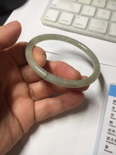 Load image into Gallery viewer, 54.5mm Certified type A 100% Natural light green gray black slim round cut Jadeite bangle PA201-2443