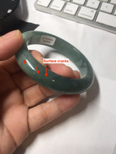 Load image into Gallery viewer, 57.2mm Certified type A 100% Natural oily dark green (老油青) blue gray black Mountains Afar (远山)Jadeite bangle PC260-0550