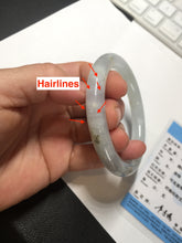 Load image into Gallery viewer, 54.7mm 100% natural type A icy watery light green/brown/black seaweed round cut jadeite jade bangle Q140-5253