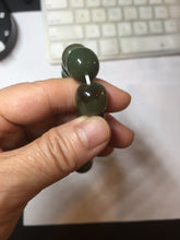 Load image into Gallery viewer, 13.5x13.6mm 100% Natural olive green/brown/black vintage style nephrite Jade bead bracelet HE83