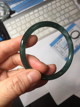 Load image into Gallery viewer, 54mm Certified Type A 100% Natural dark green/blue/gray Guatemala slim round cut Jadeite bangle PC184-0790