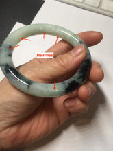 Load image into Gallery viewer, 57.8mm certified 100% natural type A dark green white with green floating flowers jadeite bangle PH147-5857