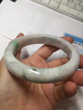 Load image into Gallery viewer, 61.5mm Type A 100% Natural sunny green/light white/purple chubby Jadeite Jade bangle with defects PJ59-1253