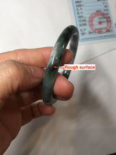Load image into Gallery viewer, 55.7mm Certified Type A 100% Natural Dark Green Blue Gray Black Slim Moonlit Ink (水墨月色)Round Cut Jadeite Jade Bangle BS146-0748