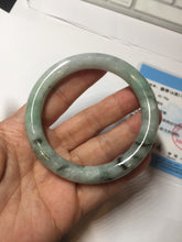 Load image into Gallery viewer, 55.2mm certified 100% natural Type A light green with green floating flowers round cut jadeite jade bangle BS109-2524