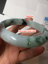 Load image into Gallery viewer, 56.5mm Certified Type A 100% Natural light purple white green with green floating flowers jadeite Jade bangle PB295-7300