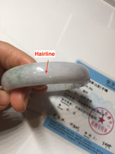 Load image into Gallery viewer, 55.3mm certified Type A 100% Natural light purple with green floating flowers Jadeite Jade bangle AU9-1264