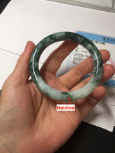 Load image into Gallery viewer, 56mm certified 100% natural Type A silent snow and green forest round cut jadeite jade bangle AA36-4282