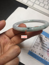 Load image into Gallery viewer, 57mm certified 100% natural type A light green/purple with green fly flowers round cut jadeite jade bangle BN59-3125