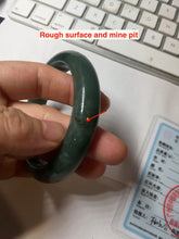 Load image into Gallery viewer, 57.2mm Certified type A 100% Natural oily dark green (老油青) blue gray black Mountains Afar in Blue-Green Haze(远山如黛)Jadeite bangle PC255-0556