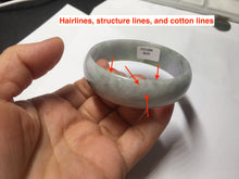 Load image into Gallery viewer, 52mm certified 100% natural Type A light green white purple gray with green floating flowers thin jadeite bangle PF57-5619