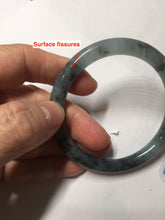 Load image into Gallery viewer, 55.4mm Certified Type A 100% Natural icy watery dark green/gray round cut Jadeite bangle AA133-6936