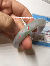 Load image into Gallery viewer, 53.3mm 100% Natural type A sunny green purple brown gray white carved flowers and golden-painted Jadeite Jade bangle BG231-5035