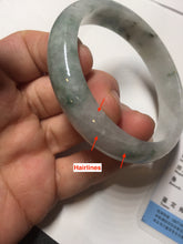 Load image into Gallery viewer, 55mm certified 100% natural icy watery light green with green floating flowers jadeite jade bangle AS88-7068