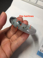 Load image into Gallery viewer, 51.5mm certified Type A 100% Natural icy watery light green sunny green purple oval Jadeite Jade bangle BQ63-5672