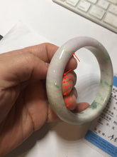 Load image into Gallery viewer, 60.5mm 100% Natural type A sunny green purple white Jadeite Jade bangle PE44-5509
