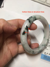 Load image into Gallery viewer, 57.7mm certified 100% natural green/purple/brown(Fu Lu SHOU) with green floating flowers jadeite jade bangle PD141-6311