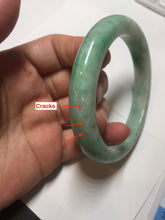 Load image into Gallery viewer, 60.5mm certified type A 100% Natural sunny green/white Jadeite Jade bangle B115-8218