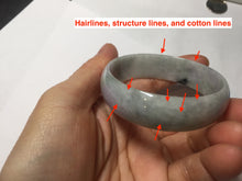 Load image into Gallery viewer, 52mm certified 100% natural Type A light green white purple gray with green floating flowers thin jadeite bangle PF57-5619