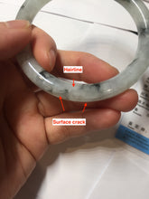 Load image into Gallery viewer, 56mm certificate 100% natural Type A white dark green ink painting (水墨) round cut jadeite jade bangle PC157-3144