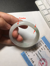 Load image into Gallery viewer, 47mm certified 100% natural Type A icy watery sunny green white oval jadeite jade bangle BP47-9362