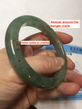 Load image into Gallery viewer, Shopify only. 54mm certified 100% natural Type A icy watery oliy dark green(油青) brown jadeite jade bangle BS103-4060