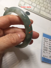 Load image into Gallery viewer, 59.2mm certified 100% natural Type A watermelon-rind green white Cool White Base with Misty Green Patches jadeite bangle PE32-2125