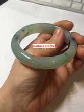Load image into Gallery viewer, 55.2mm certified type A 100% Natural icy watery light green with dark green flowers jadeite jade bangle PH58-1057