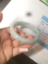 Load image into Gallery viewer, 57.5mm certified 100% natural type A light green/white jadeite jade bangle Q122-0037
