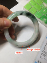 Load image into Gallery viewer, 57.7mm certificated Type A 100% Natural sunny green/white/purple Jadeite Jade bangle AY49-4128
