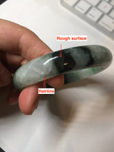 Load image into Gallery viewer, 60.3mm certified type A 100% Natural green/black Jadeite Jade bangle BM42-8565