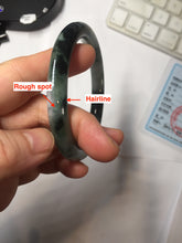 Load image into Gallery viewer, 55.7mm Certified Type A 100% Natural Dark Green Blue Gray Black Slim Moonlit Ink (水墨月色)Round Cut Jadeite Jade Bangle BS146-0748