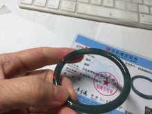 Load image into Gallery viewer, 50.5mm Certified Type A 100% Natural dark green/blue/gray Guatemala slim round cut oval Jadeite bangle BP195-2469