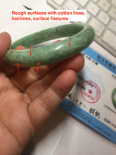Load image into Gallery viewer, 58.4mm Certified Type A 100% Natural sunny green gray Jadeite Jade bangle PA117-9894