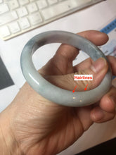 Load image into Gallery viewer, 58.4mm certified 100% natural Type A light green/purple white Snowy Pine Forest jadeite jade bangle J126-3074