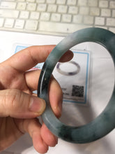 Load image into Gallery viewer, 57.7mm Certified Type A 100% Natural Dark Green Blue Gray Black Moonlit Ink (水墨月色) Round Cut Jadeite Jade Bangle BS148-0737