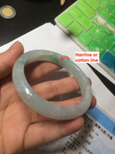 Load image into Gallery viewer, 55mm Certified type A 100% Natural super icy watery sunny green Jadeite bangle AY26-1659