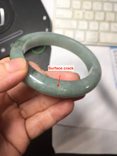 Load image into Gallery viewer, 55.5mm certified type A 100% Natural light green dark green gray(淡油青) jadeite jade bangle BS151-0495