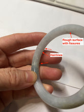 Load image into Gallery viewer, 54mm Certified Type A 100% Natural light green/white round cut Jadeite bangle PA233-9880