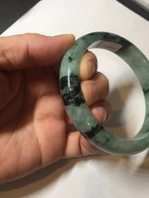 Load image into Gallery viewer, Shopify only! 59mm certified type A 100% Natural icy watery green/black Jadeite Jade bangle BM44-8566