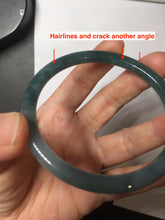 Load image into Gallery viewer, 57.6mm Certified Type A 100% Natural dark green blue gray black slim round cut Guatemala Jadeite bangle PJ5-4321