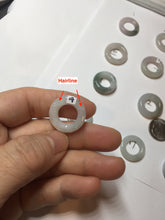 Load image into Gallery viewer, 17.9-21mm Type A 100% Natural light green purple green white Jadeite Safety Guardian Button donuts pendant PF25